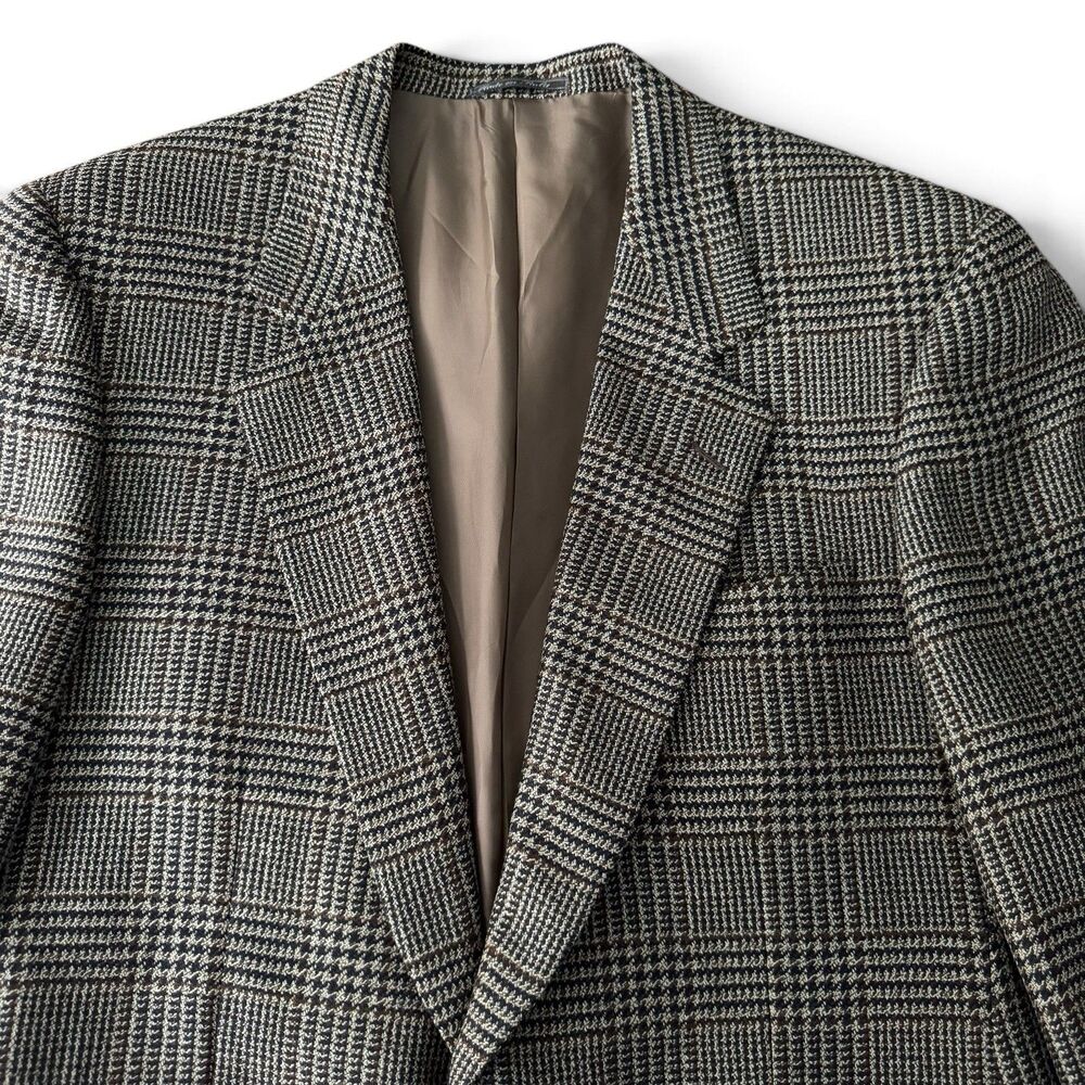 Corneliani Harry Rosen Blazer Men 38R/ 48IT Brown Glen Plaid Wool Cupro Italy - Picture 6 of 16